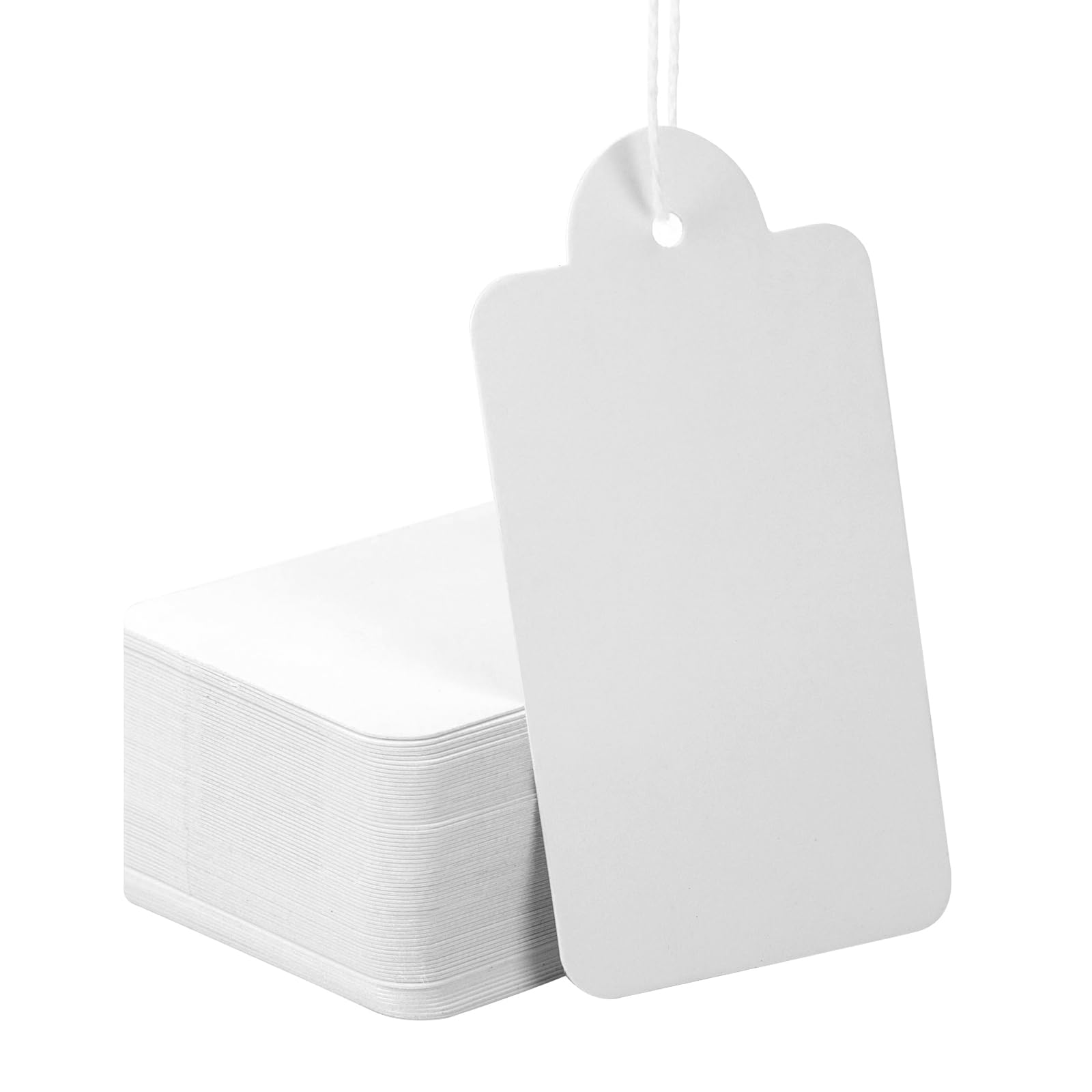 500 PCS Price Tags with String for Jewelry, Clothing, and Retail Use
| Writable White Paper Hang Tags |75" x 1.5" for G