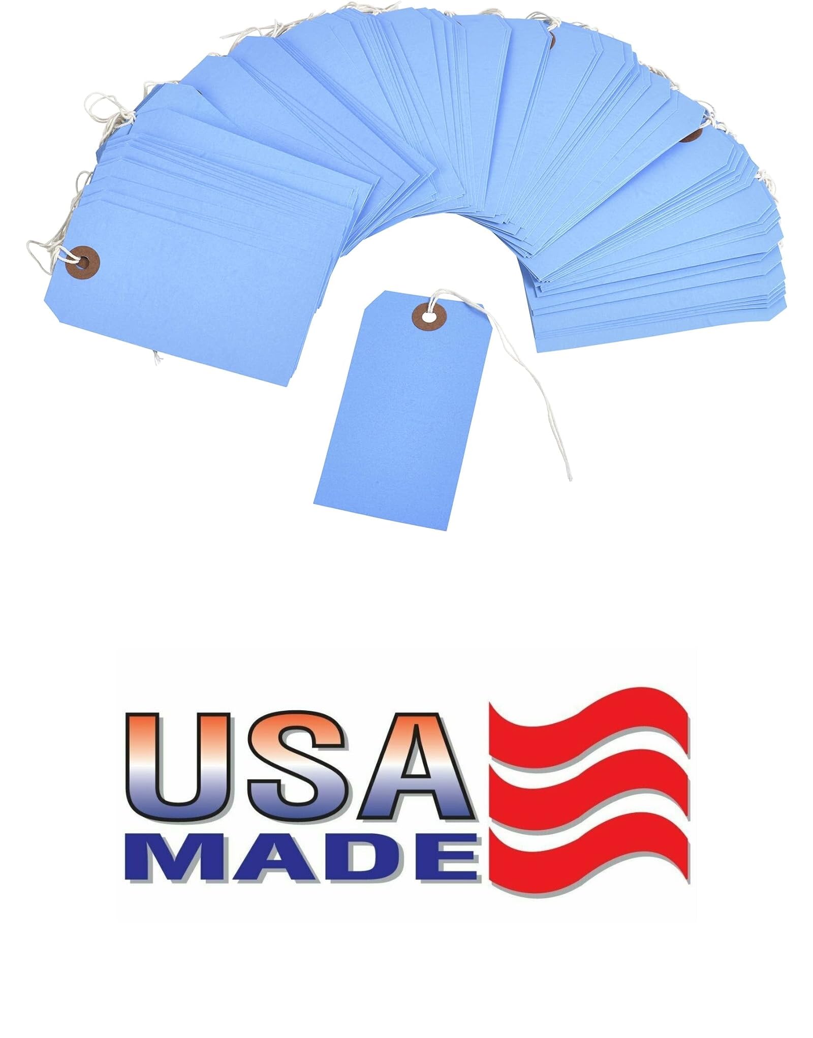 Gitway 100 Tags 4 3/4" x 2 3/8" Blue Inventory Shipping Hang Tag with String